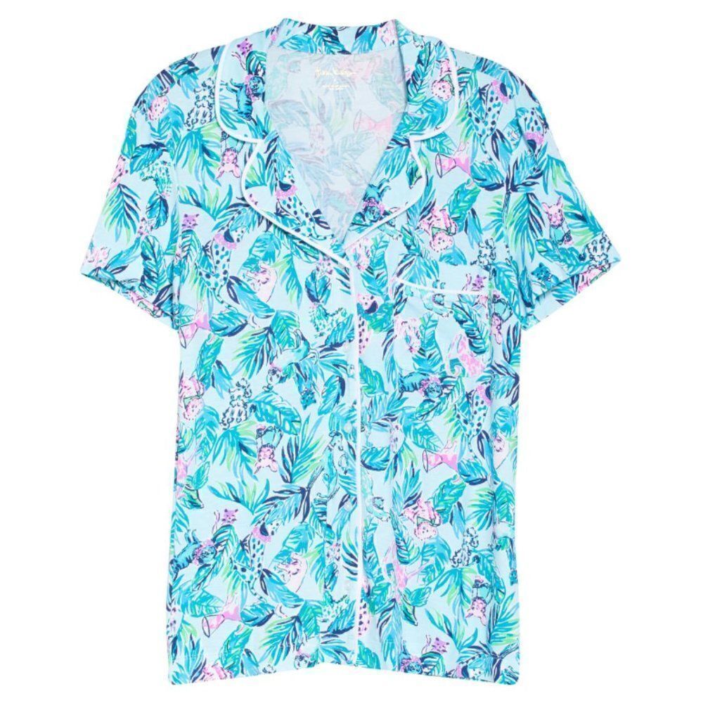 Lilly Pulitzer Women's Knit Button-Front Short Sleeve Pajama Top Size Sm…